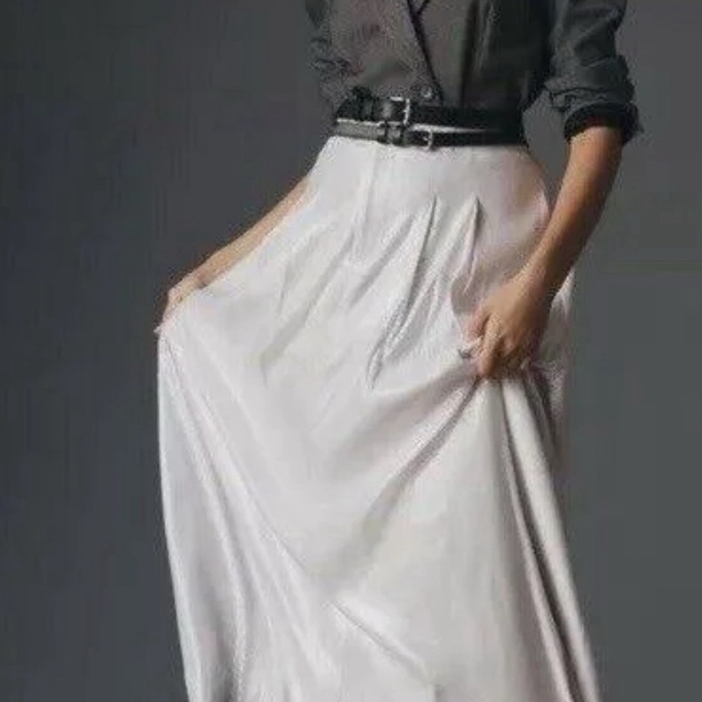 Anthropologie Maeve Size 22W Plus White Avery Pleated Maxi Skirt Sequin Ed